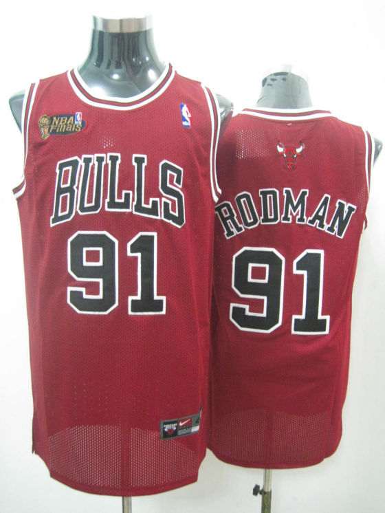 Chicago Bulls Rodman Red Black Jersey